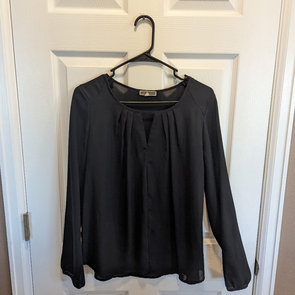 Elegant Sheer Black Long Sleeve Blouse